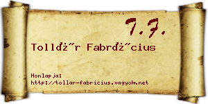 Tollár Fabrícius névjegykártya